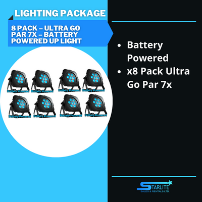 8 PACK – Ultra Go Par 7X – Battery Powered Up Light