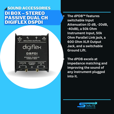 DI Box – Stereo Passive Dual Ch – DIGIFLEX DSPDI