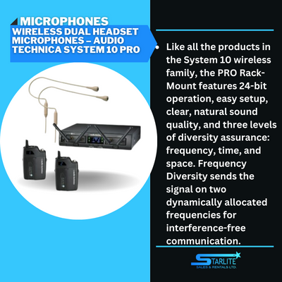 Wireless Dual Headset Microphones – Audio Technica System 10 Pro