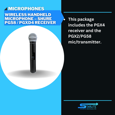 Wireless Handheld Microphone – Shure PG58 PGXD4 Receiver
