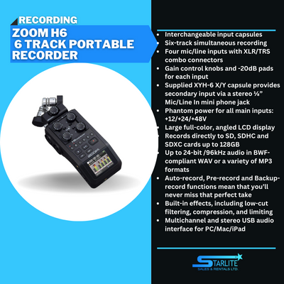 Zoom H6 6 Track Portable Recorder